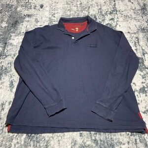 ORVIS Long Sleeve Polo Shirt Navy Blue Fly Fishing Embroidered Mens XXL